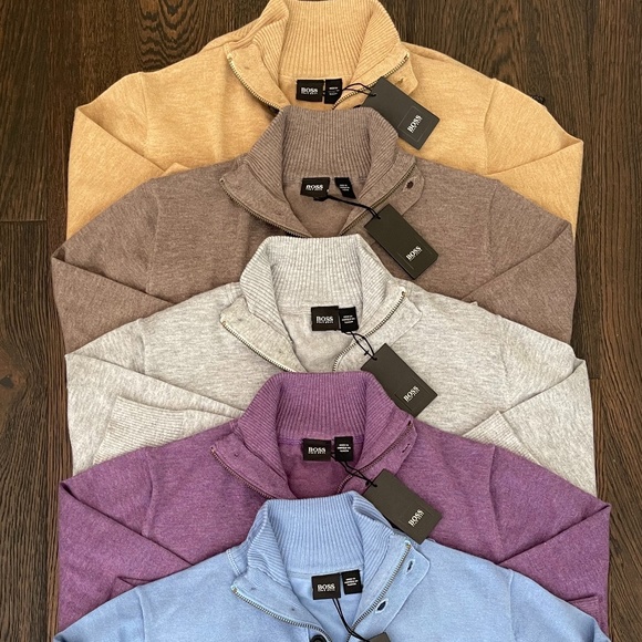 New Hugo Boss Sweater S size Half Zip Buttons Gray Pullover - Picture 6 of 7